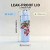 1PC Red Berry Branch Floral Print 750ml Color Plastic Sports Water Bottle Leakproof Flip Straw Lid Suitable for Sports Office Home Use