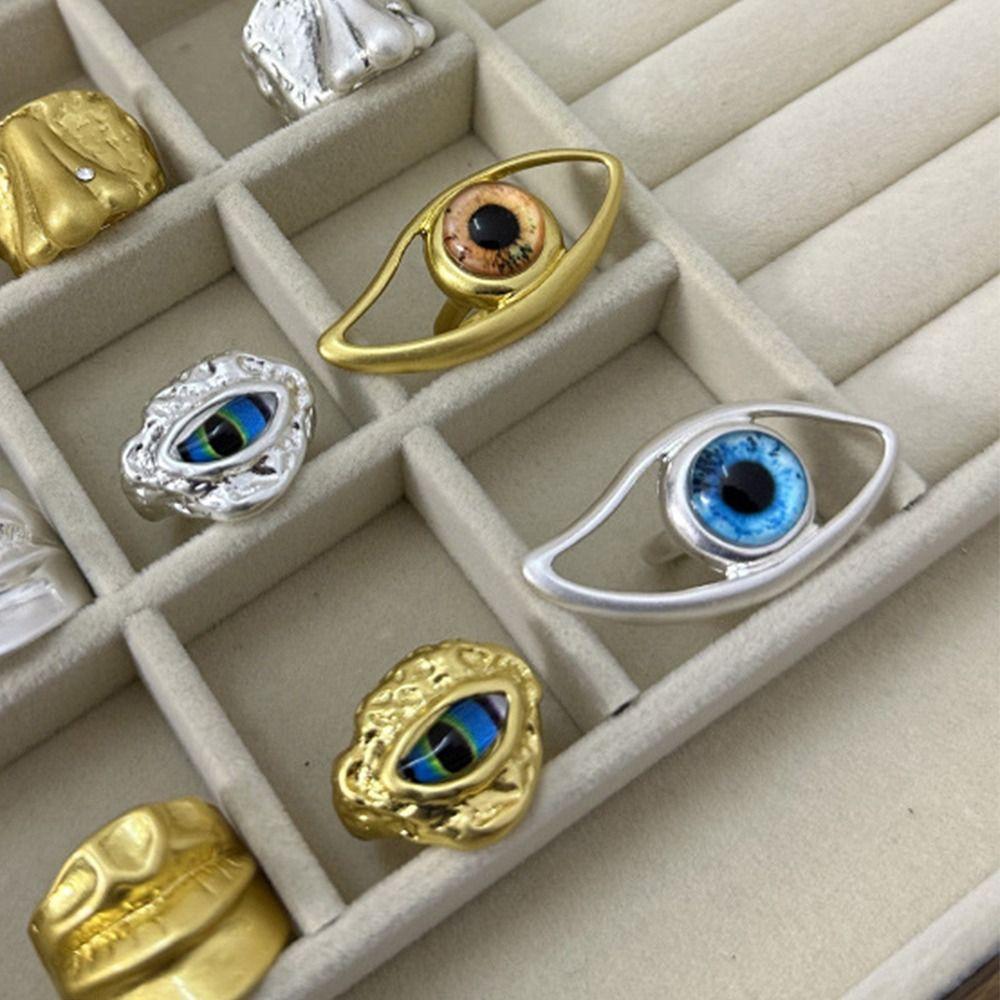 Hollow Blue Eye Finger Buckle Korean Style Gothic Rings Cute Demon Eye Rings  Women
