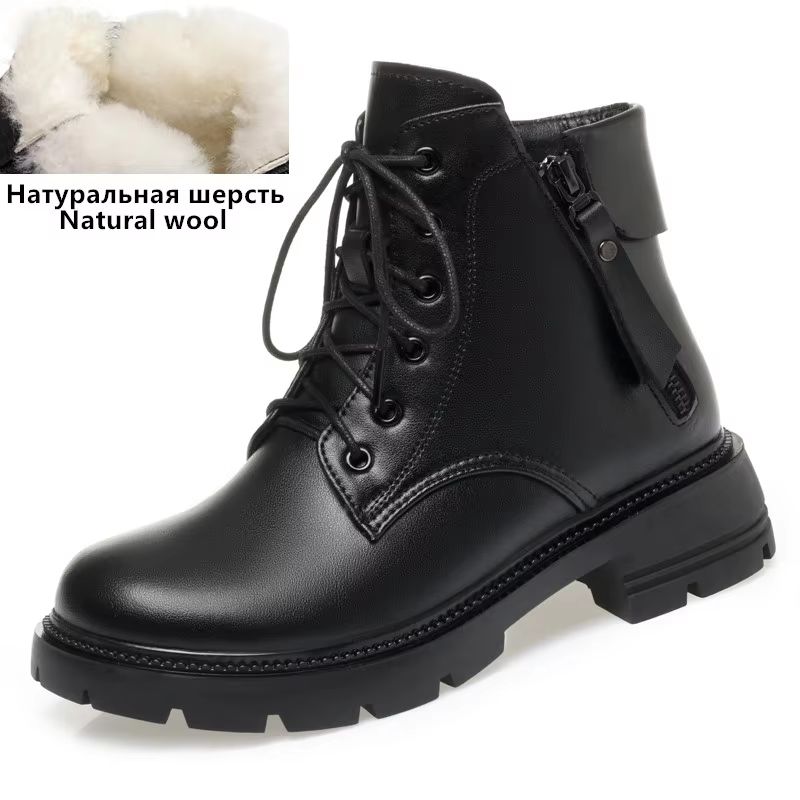 Fashion AIYUQI Women Ankle Boots Genuine Leather 2025 New Wool Warm Women Winter Boots Fashion British Sstyle Women Snow Boots