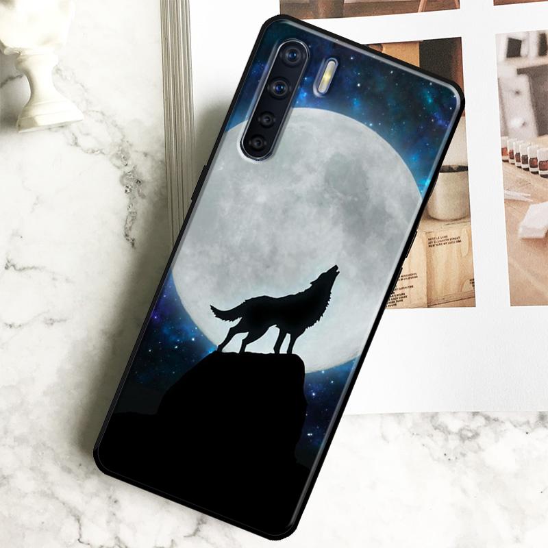Moon Roaring Wolf Case For Oppo A18 A38 A58 A78 A98 A40 A60 A80 A16 A76 A96 A15 A17 A77 A74 A94 A54 A57S Cover