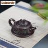 181ml Exquisite Yixing Purple Clay Teapots Hand-carved plinth Scoop Pot Raw Ore Purple Mud Kettle Zisha Teaset Drinkware Gift