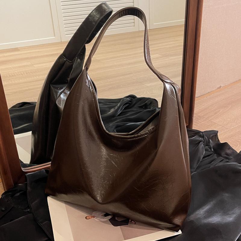 Weiche Unterarmtasche aus PU-Leder in Weinrot, Vintage-Stil, Umhängetasche für Damen, große Handtasche, vielseitige Tragetasche