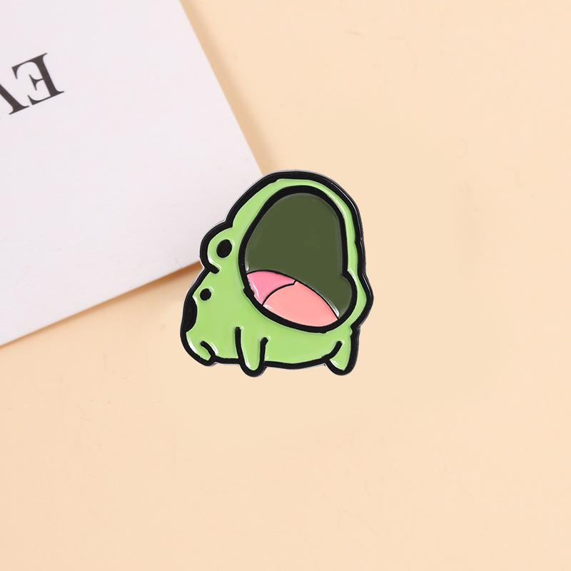 Xiaomi Cartoon Yawning Frog Enamel Pin Funny Humor Frog Meme Wide Open Mouth Metal Brooch Backpack Lapel Badge Jewelry Gift for Friends