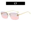 Letter F Diamond-encrusted Frameless Trimmed Sunglasses Women's European and American Sunglasses Fashion Retro Metal Sunglasses