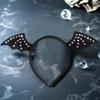 Bat Wing with Headwear Set Black Wing Bats Ears Headband Adults Halloween Wing Vampires Costume Wing