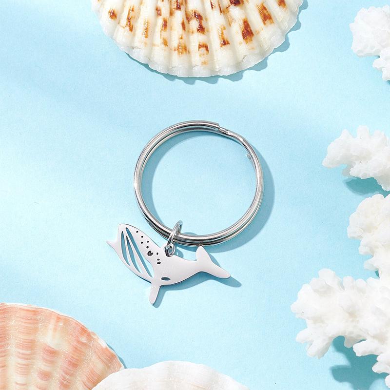 Sea Ocean Whale Pendant Stainless Steel Charms Keychains Accessories Trendy Jewelry Keyrings For Women Girl Decor Kids Gifts