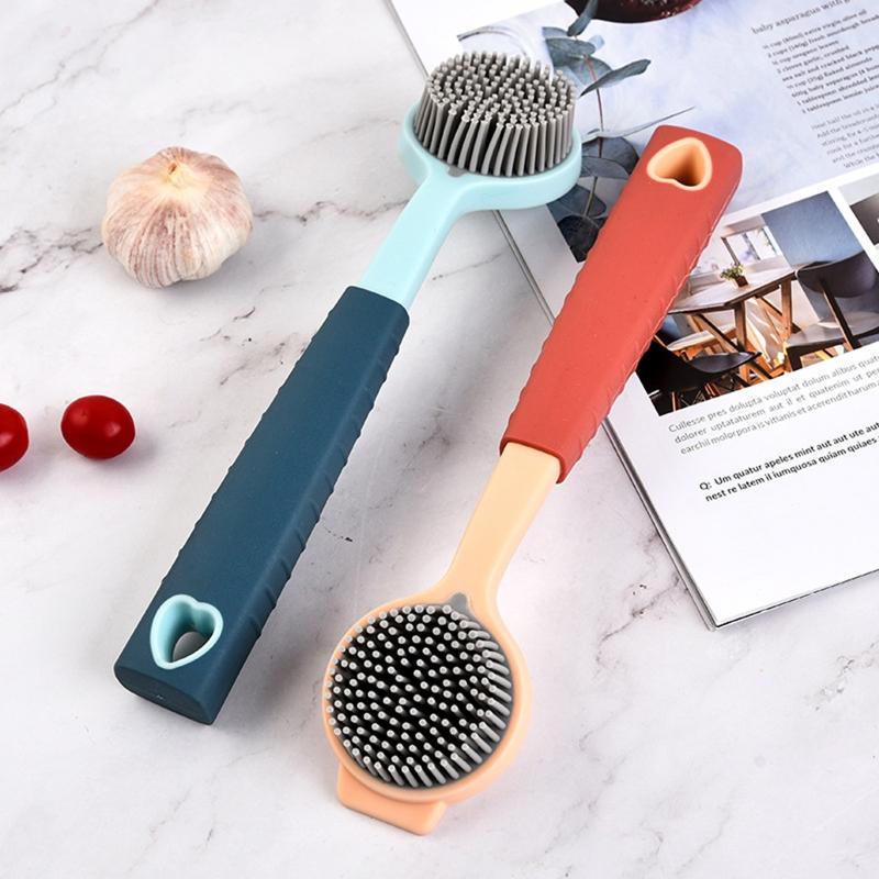 Pot Cleaning Brush with Long Handle Hanging Bowl Oil Remover Scrubber for Household Kitchen Sink Cleaning Dishwashing