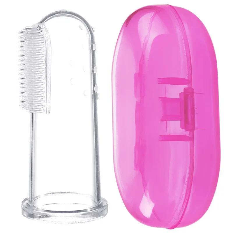 

1PC Super Soft Pet Finger Dog Toothbrush Teddy Dog Brush Bad Breath Tartar Teeth Tool Cat Cleaning Dog Supplies Accessories рожевий