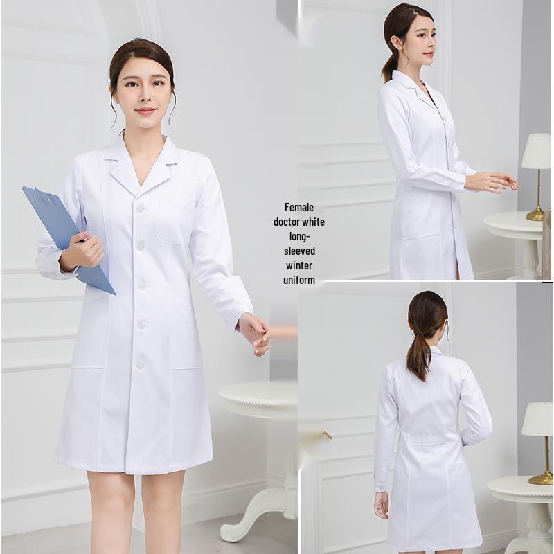 Saint Snowland Îmbrăcăminte medicală unisex: Halat Alb cu Mâneci Lungi și Scurte, Protecție Muncă Albastru pentru Utilizare Spitalicească și de Laborator