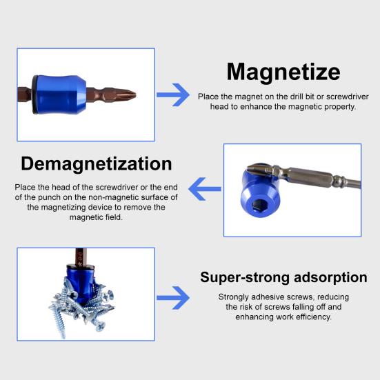Magnetischer Schraubring für 1/4-Zoll-Sechskantbits Verhindert Abrutschen der Schraube Leichtes Aluminiumgehäuse Schraubenstabilisator DIY-Werkzeug