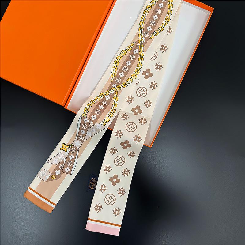 Silk scarf high-end new double-sided printing imitation silk scarf tied handbag headband decorative scarf headband