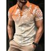 Gradient Polo Shirt Men's Tropical Plant Print Lapel Short-sleeved Summer Resort Style Top