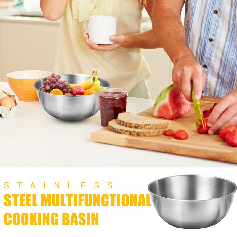 Multi Functional Stainless Steel Basin Food Grade Cooking Basin Vegetable Washing Bowl Heavy Duty Cooking Serving Bowl Salad