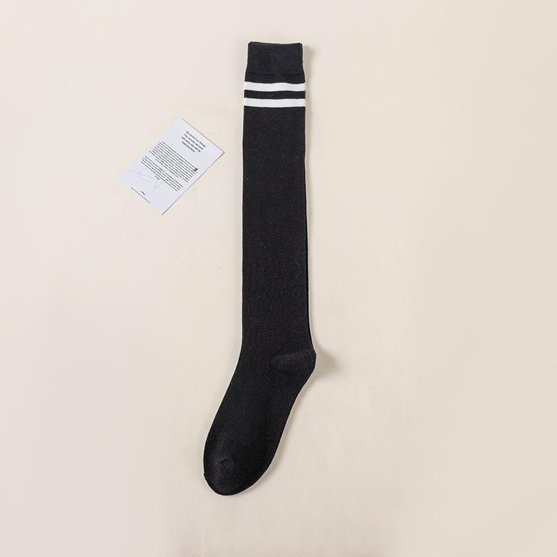 Chaussettes hautes, Chaussettes mi-mollet pour femmes, Automne et hiver Chaussettes amincissantes et embellissant les jambes légèrement compressives, Bas longs en coton à deux barres