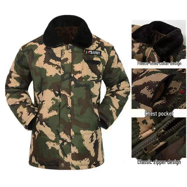 Camouflage Velvet-Padded Winter Work Jacket: Warm, Thick, Mid-Length, Cold-Resistant