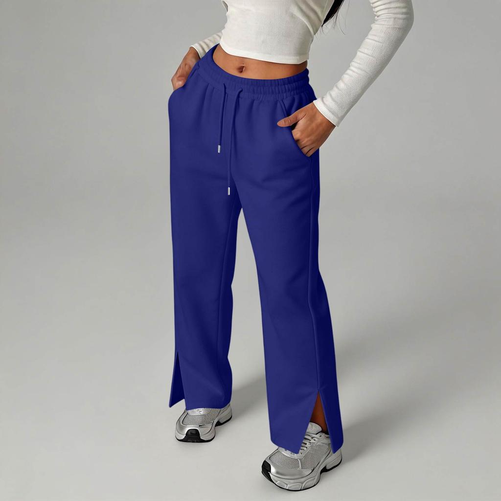 Women's Fashion Casual Wide Leg Sweatpants with Split Hem for Everyday Wear