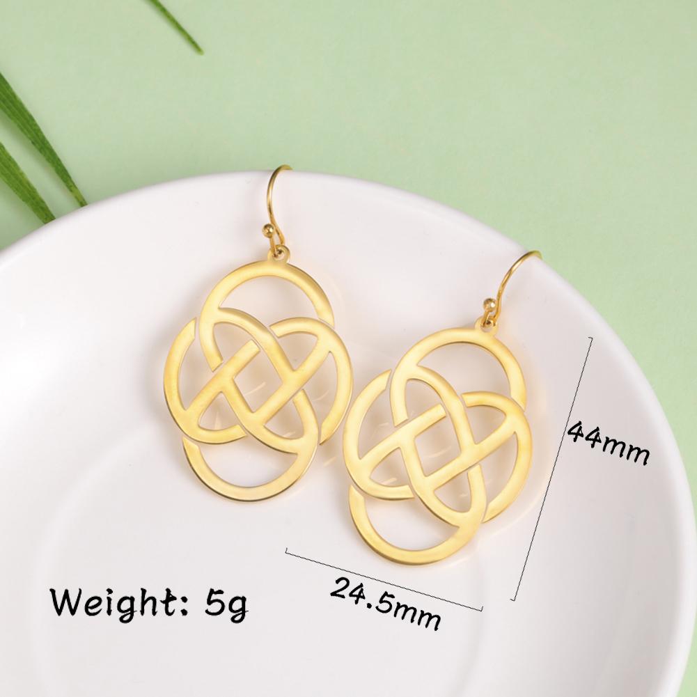LIKGREAT Stainless Steel Celtic Infinity Knot Dangle Earrings for Women Lady Elegant Hook Charms Good Luck Jewelry New Year Gift