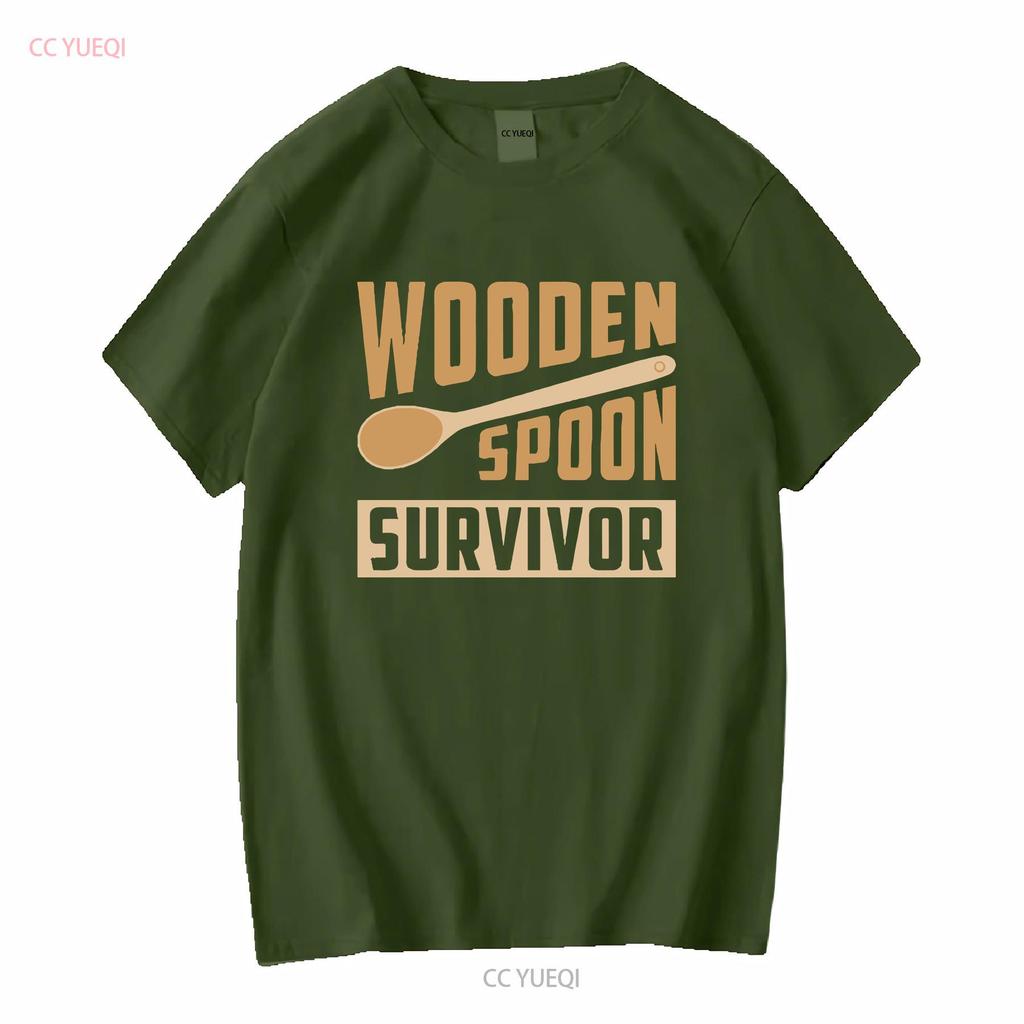 Wooden spoon survivor mens T Shirt unisex funny joke novelty slogan retro fashion comedy design top classic cool meme vintage