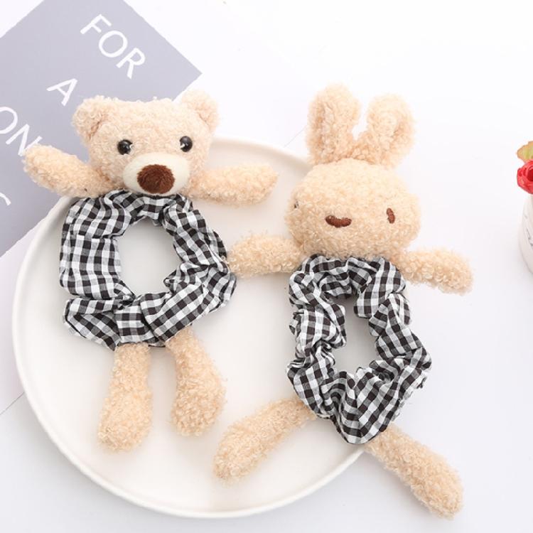 Girls Plush Rabbit Hair Rope Lovely Fluffy Scrunchies Cartoon Bear Elastic Bands
