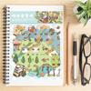 2PCS Meow Meow Camping Notes Sticker Nostalgia PET Cafe Landscape Student Art Picture Cafe Room Decor Community Dormitory