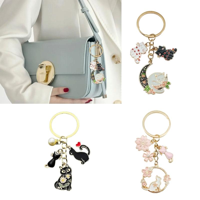 Cute Cats Pet Charm Keychain Chic Cats Figure Bag Hanging Decoration Charm Multipurpose Key Chain Adornment