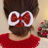 Velvets Ponytail Holder Stylish Christmas Themed Hair Tie Plushs Bowknots Hair Bands Sequins Hair Tie for Women and Girl