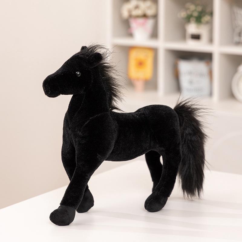 

Cute simulation black pony doll plush toy small white horse zodiac horse doll children soothing doll 30*10cm（0.2kg）