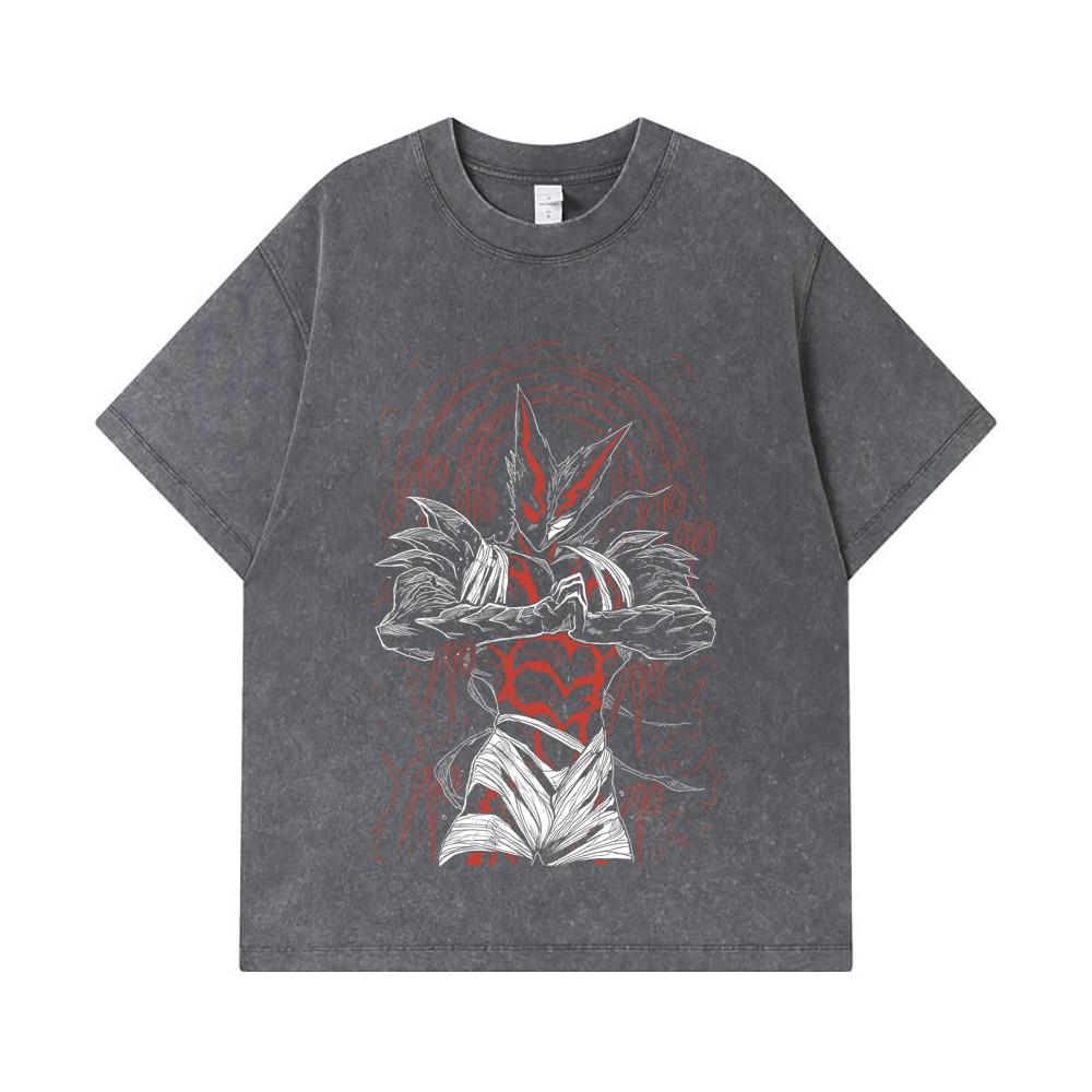 275 GSM Washed T-shirts 100% Cotton One Punch Man V3 Garou Print Unisex Heavy Cotton T Shirt
