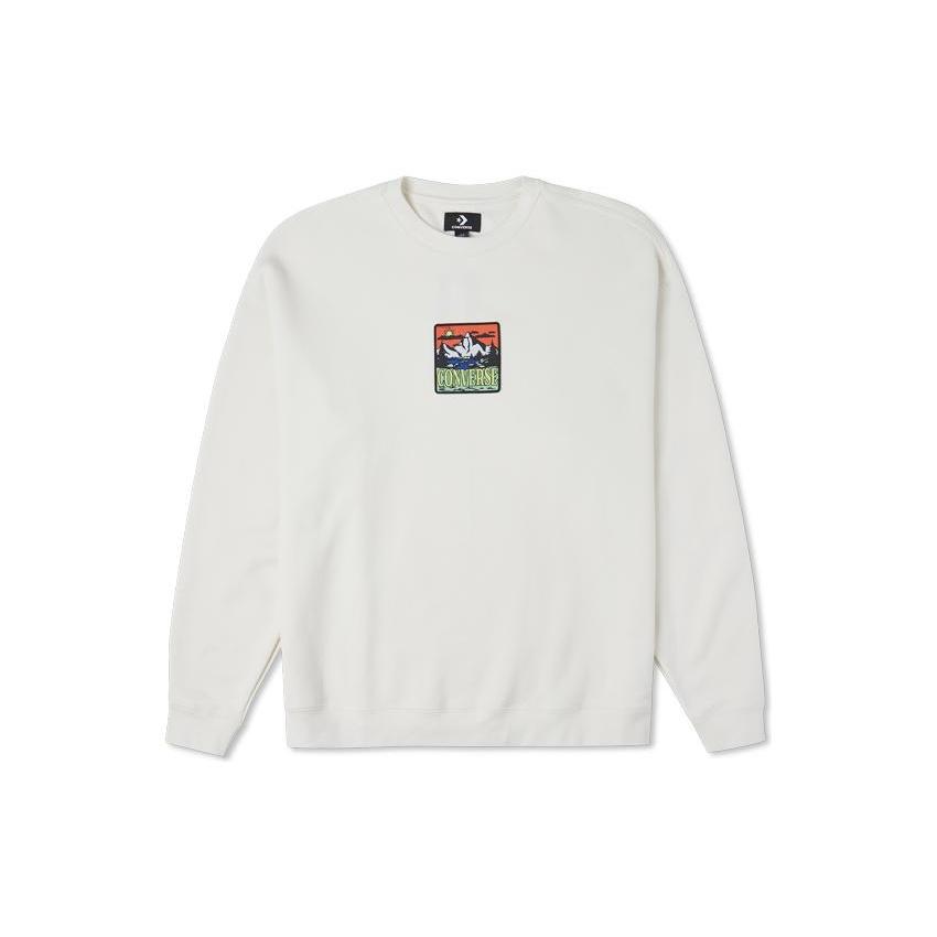 Converse Counter Climate Graphic Crew Sweatshirt Asia Sizing  White  Men s 10025032-A02 L