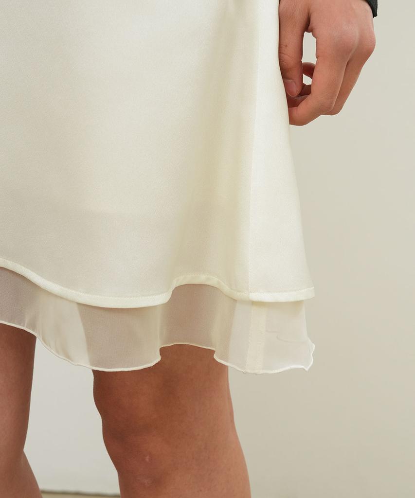 General Idea Satin Layered Skirt [Cream] / Gf2Lsk504