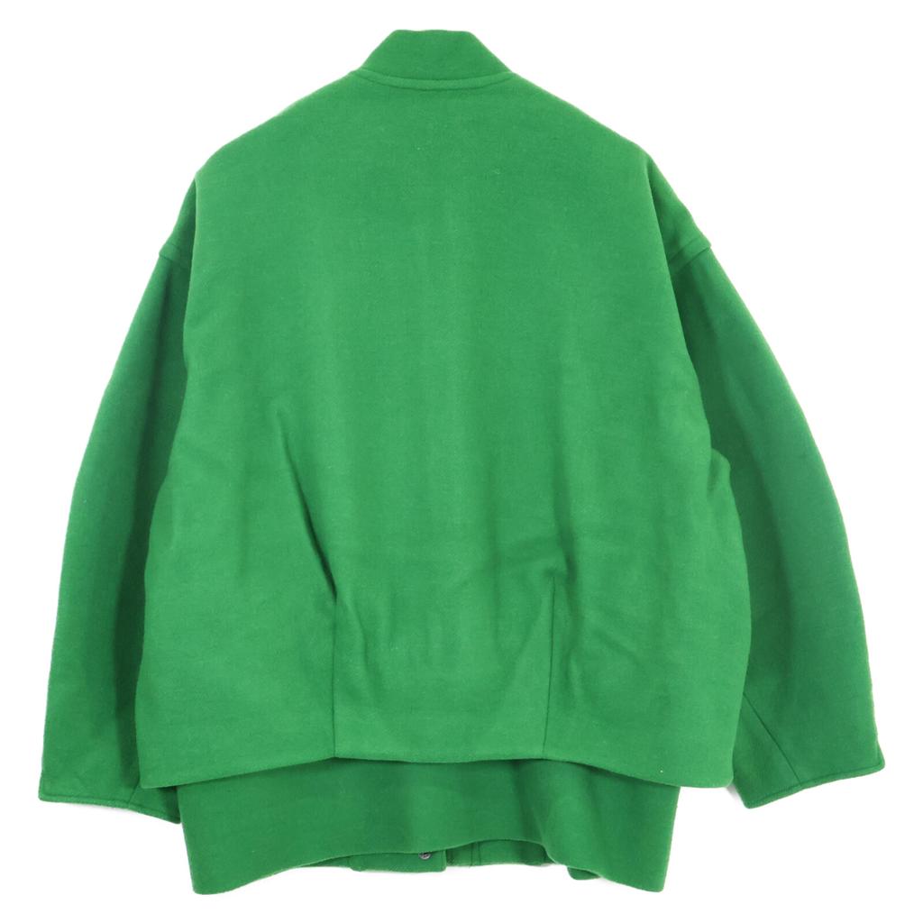 ENFOLD 24AW 300HA130-2920 Green Wool X Nylon Double Melton STADIUM-JUMPER Coat 36 greenUsed