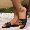 Women Luxury Decor Weave Design Flat Sandals Fashion Open-toe Vacation Casual Slides Party Sexy Elegant Office-Ladies New Shoes