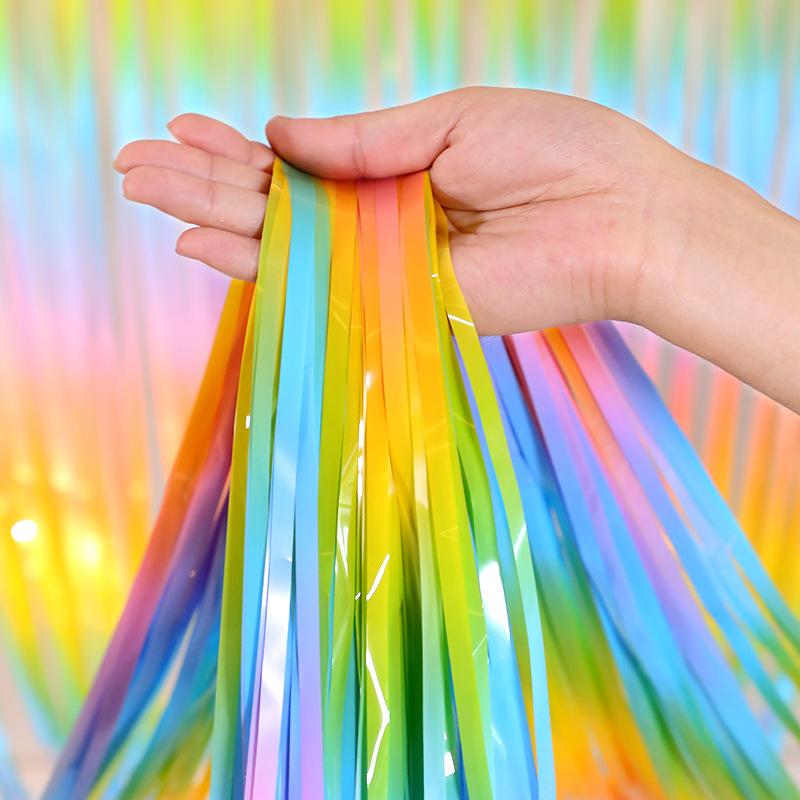 

Valentine S Day Gradient Rain Curtain 2 Meters Macaron Color Tassel Party Backdrop Curtain Decoration разноцветный