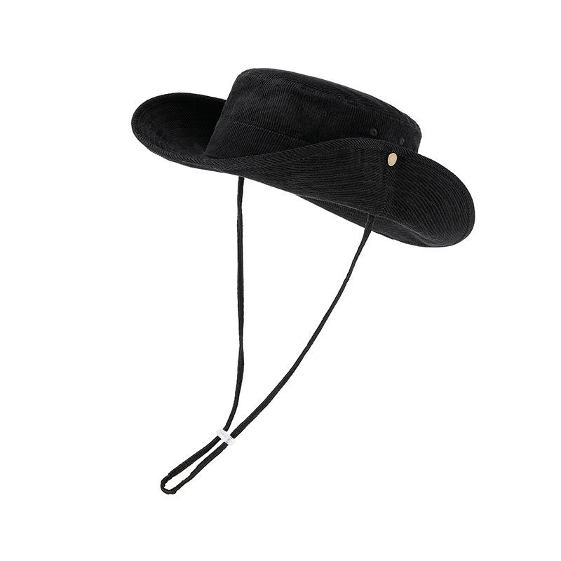 

Spring and summer new sunshade bucket hat sunscreen breathable spring and summer new basin hat corduroy hat casual and small face M（56-58cm） чёрный