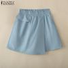 ZANZEA Women Casual Elastic Waist Loose Summer Short Pants