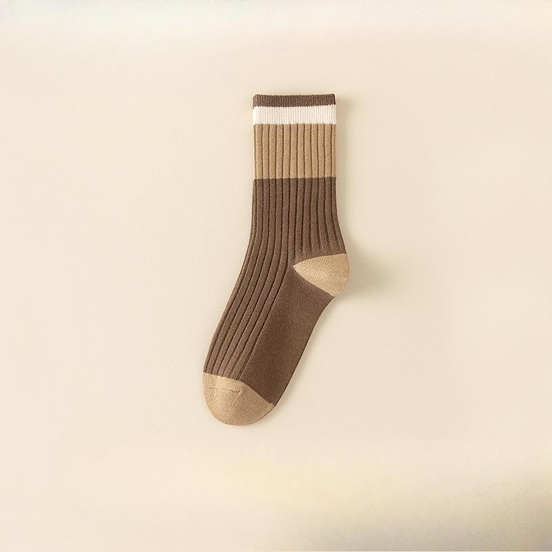 5 Pairs of Female Spring and Autumn Cotton Thin Style Sweat Absorbent Boneless Tube Stack Socks