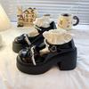 French small fragrant muffin Mary Jane single shoes women's autumn new high heels with skirt pearl jk small leather shoes
