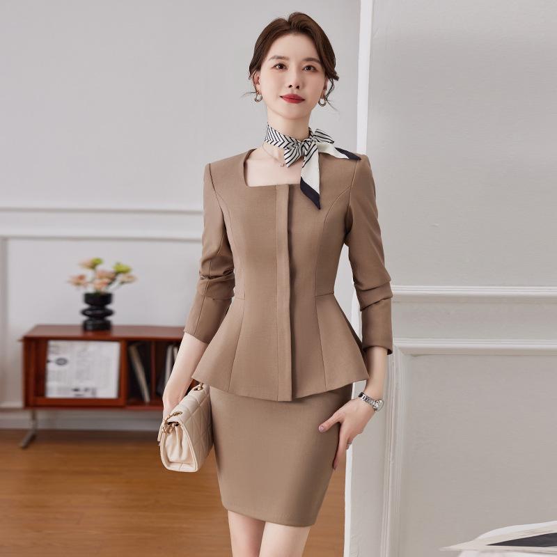 Women's Dark Blue Professional Suit - Spring/Summer Hotel Manager Reception Uniform
