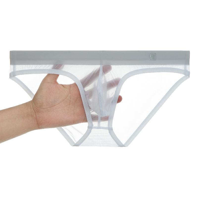 Men'S Underwear Sexy Ultra-Thin Ice Silk Panties Summer Nude Feel Breathable Quick-Drying Transparent Briefs Bikini Slip Homme