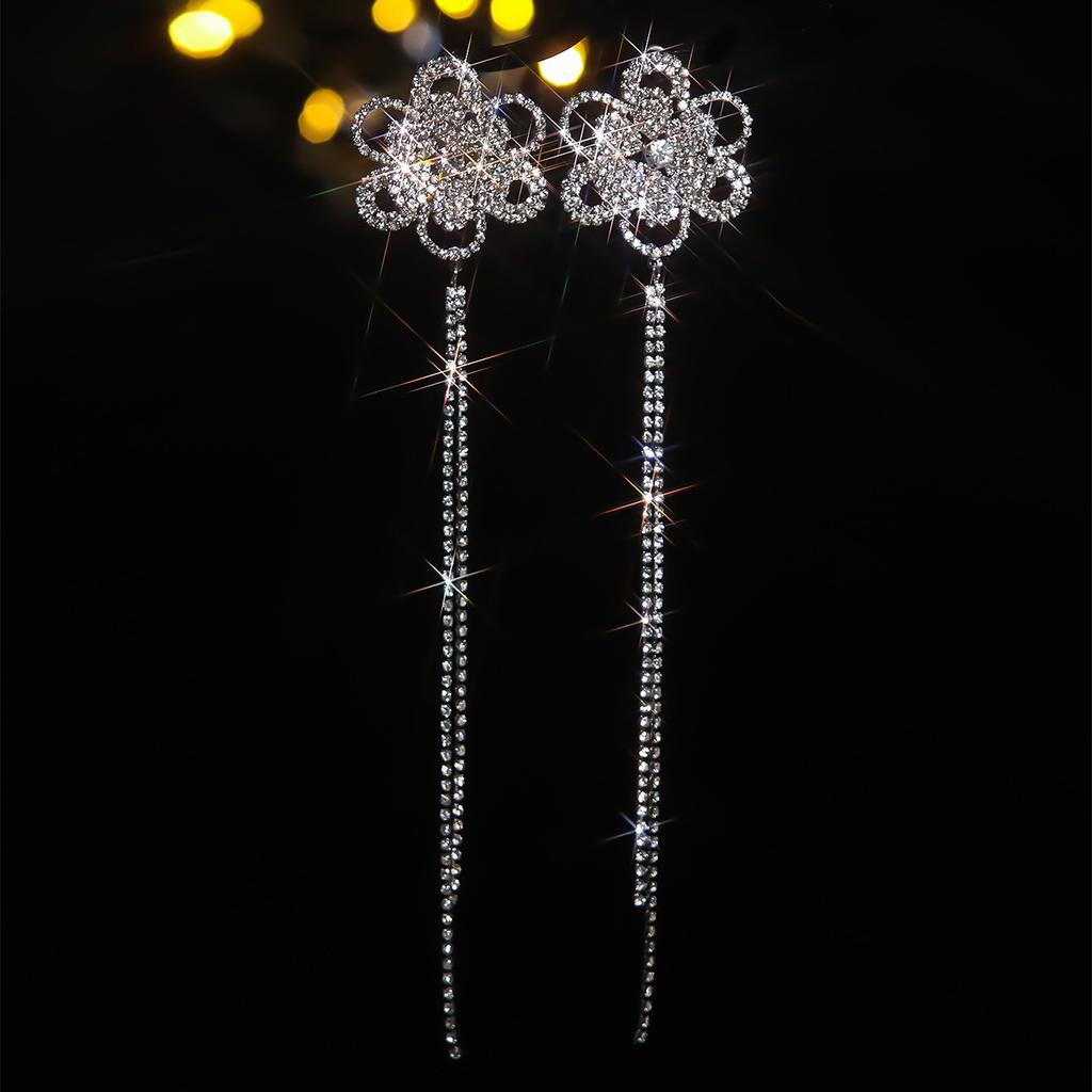 High-end luxury long 2-line fringed earrings