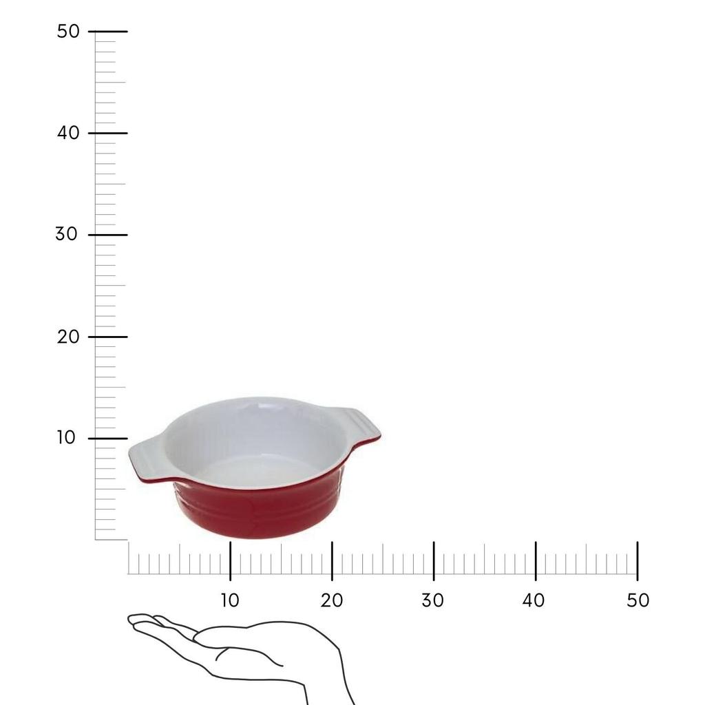 Clay Vessel, Round, Diameter 13.4 Cm, Red, With Handles