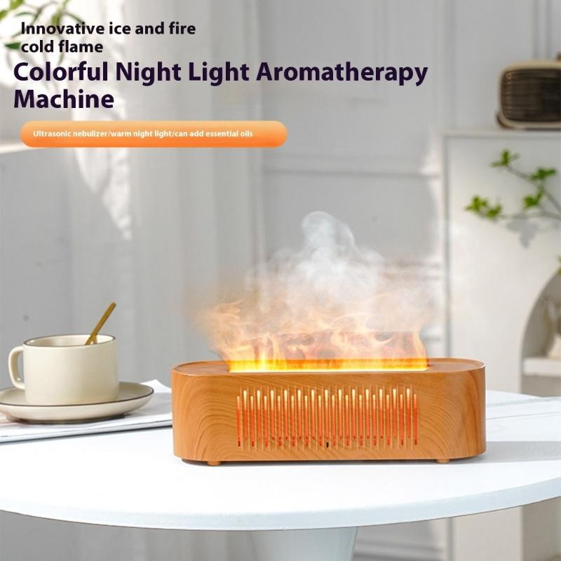 Simulated Flame Cool Misting Humidifier with 6 Color Light Flame Air Diffuser Humidifier Air Humidifier for Home Bedroom