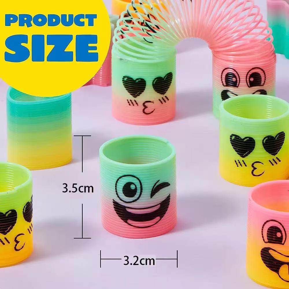 3.5CM Mini Smiley Face Rainbow Spring Ring: Children's Seven-Color Elastic Decompression Toy