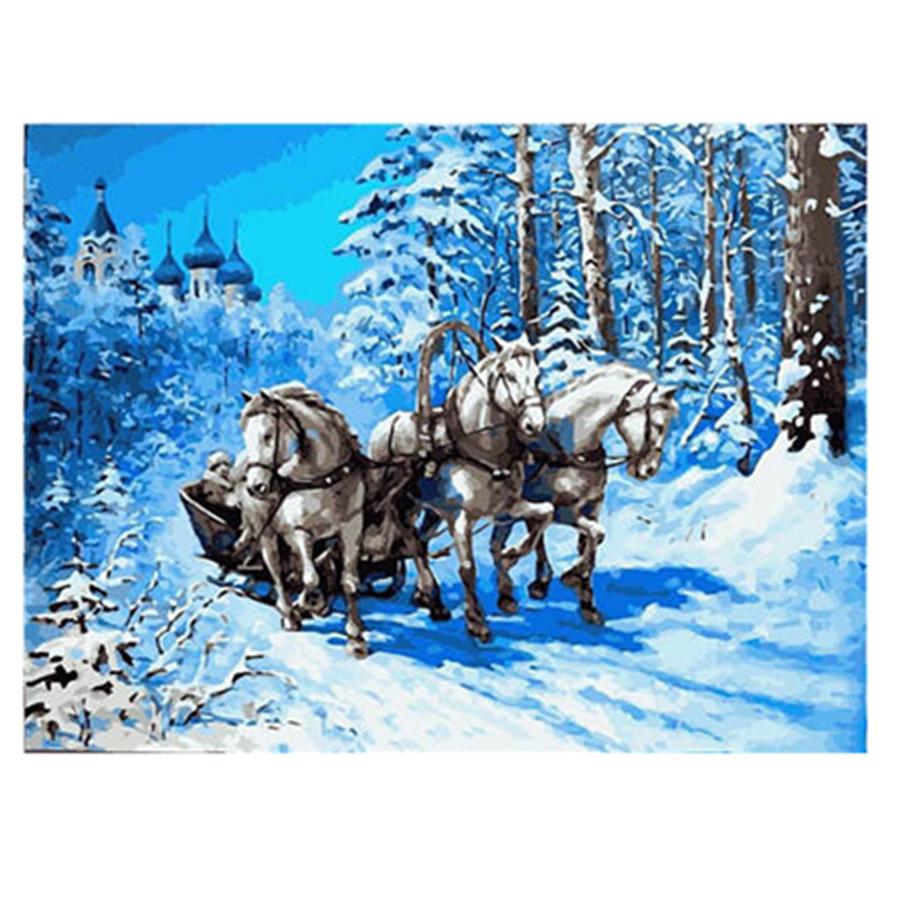 

Полный 30X40CM 5D Diy Бриллиант Живопись Зимняя снежная сцена Вышивка Крестиком Ручной работы 20