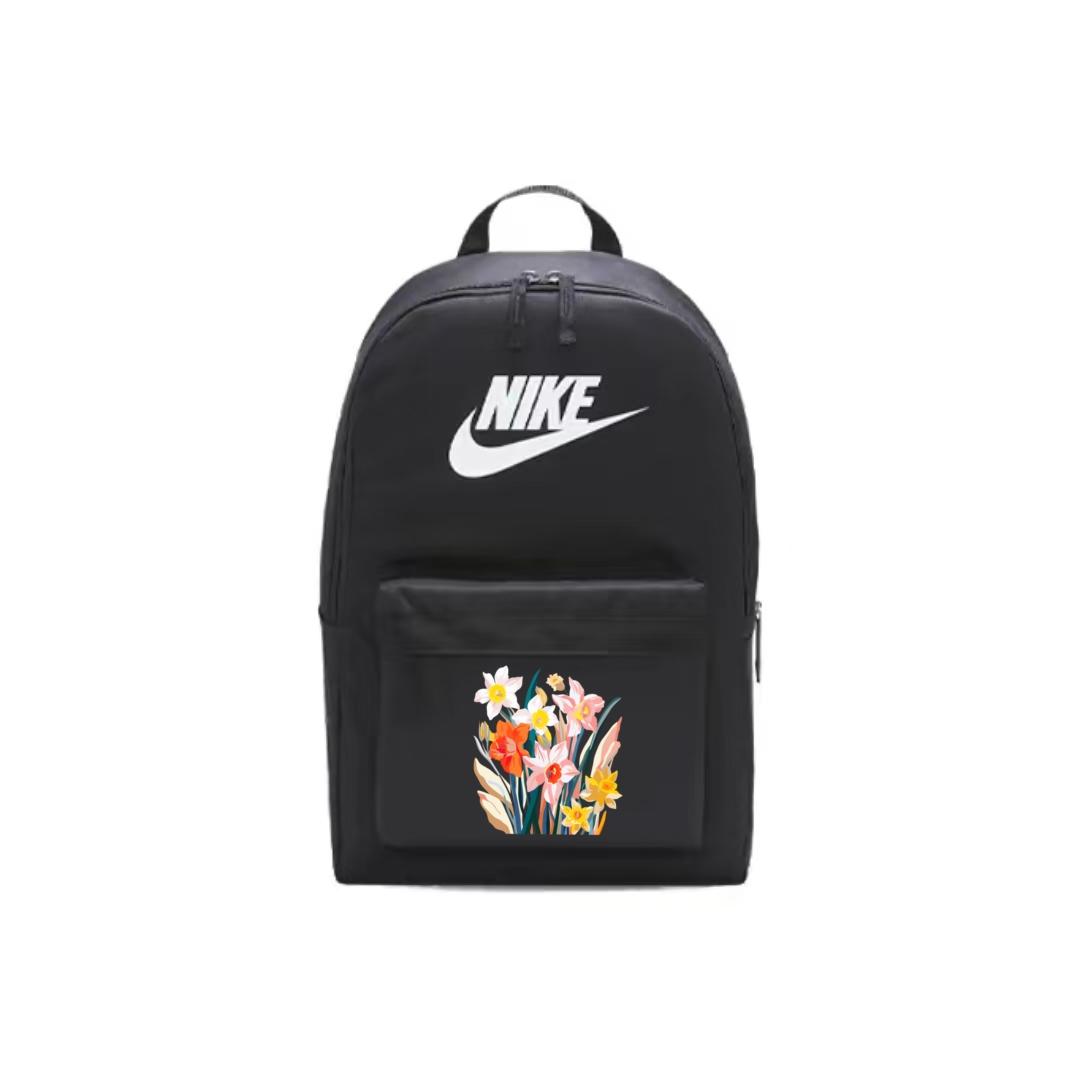 Nike Heritage Custom Floral Print Basic Logo Solid Color Foldable Fabric Backpack Unisex Backpack Black DC4244-010(TEAM378-CYBER-E3) Black