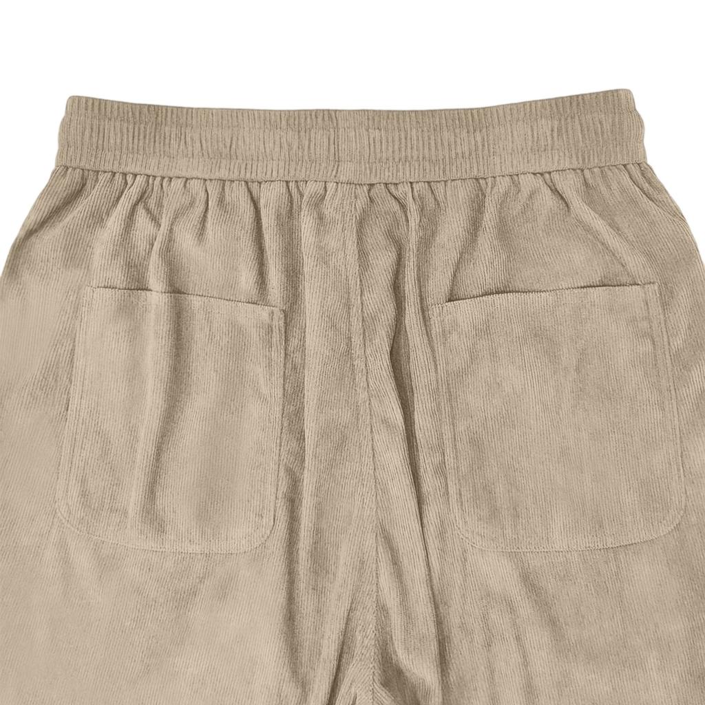 Men's Loose Casual Trousers, Elastic Waist Drawstring, Lightweight With Pockets, Comfortable And Breathable Corduroy Trousers