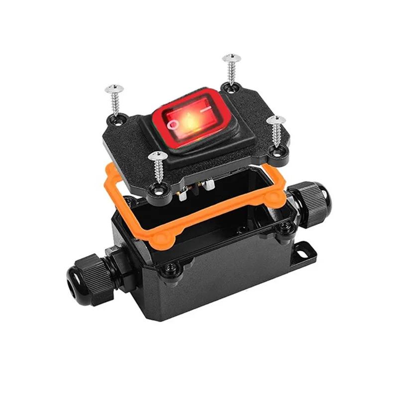 Inline napájecí kabel 110V-220V 12V-24V Námořní kolébkový spínač Zapnuto Vypnuto Vodotěsná propojovací skříňka IP67 20A Vysokoproudý konektor Venkovní