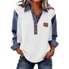 2026 new European and American style 3D printing color matching denim knitted sweater women's loose long-sleeved lapel pullover cross-border explosion