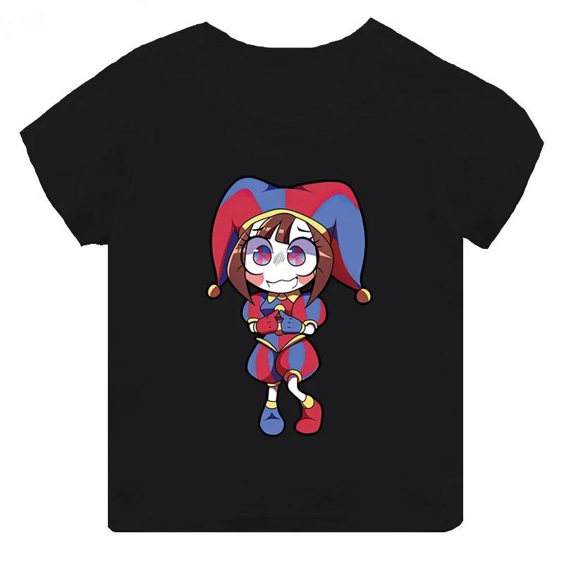 High-quality Casual Cotton T-shirts Boys Girls Cute Short-sleeved New Digital Circus Print T-shirts for Girls, Children's Tops