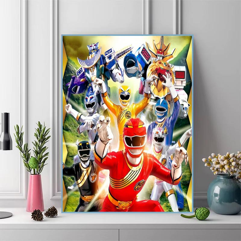 Super Sentai Hero Squad Pattern  3pcs 100% Round Full Drill 5D DIY Diamond Painting Embroidery Cross Stitch Rhinestone Décor